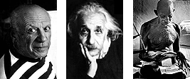 Pablo Picasso, Albert Einstein, Mahatma Gandhi